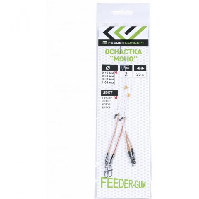 Оснастка фидерная FEEDER CONCEPT FEEDER-GUM прозрачная нить 40см 60г 2шт. FG-40-060NT