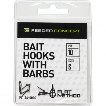 Шипы для бойлов/приманок FEEDER CONCEPT FLAT METHOD BAIT HOOKS WITH BARBS р,003L 10шт.